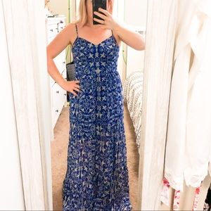 Blue and white maxi dress